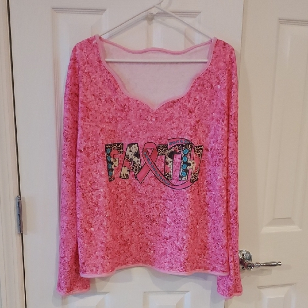 Pink Long Sleeve Faith Top